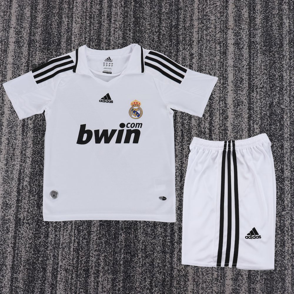 2025091214115460 Retro Real Madrid 2008/09 Home Kids Kit - Image 1